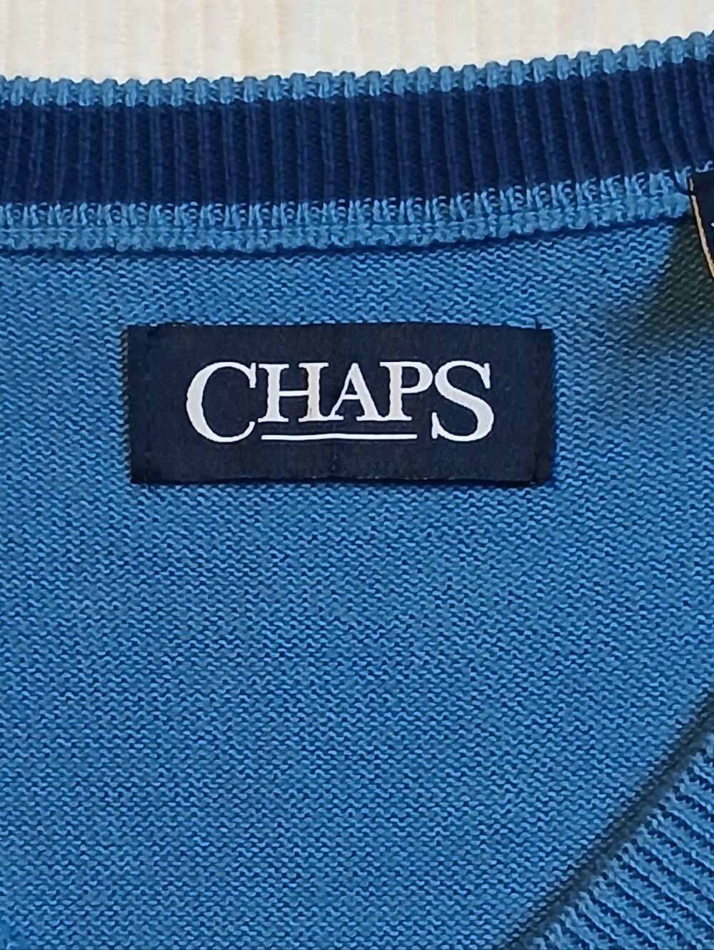 Chaps Sweater Vest Mens 2XL Blue Cotton V Neck Knit Logo New Wo Tag Lightweight - Picture 5 of 10